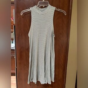 Soprano Black and White Striped Midi Dress